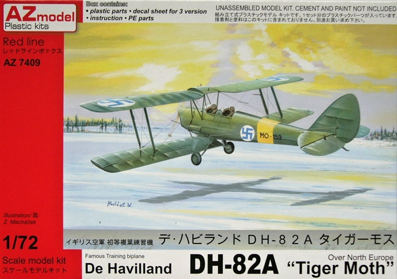 Пластикова модель 1/72 AZ model 7409 британський навчально літак DH-82A Tiger Moth (Over North Europe) HQ, фото 1