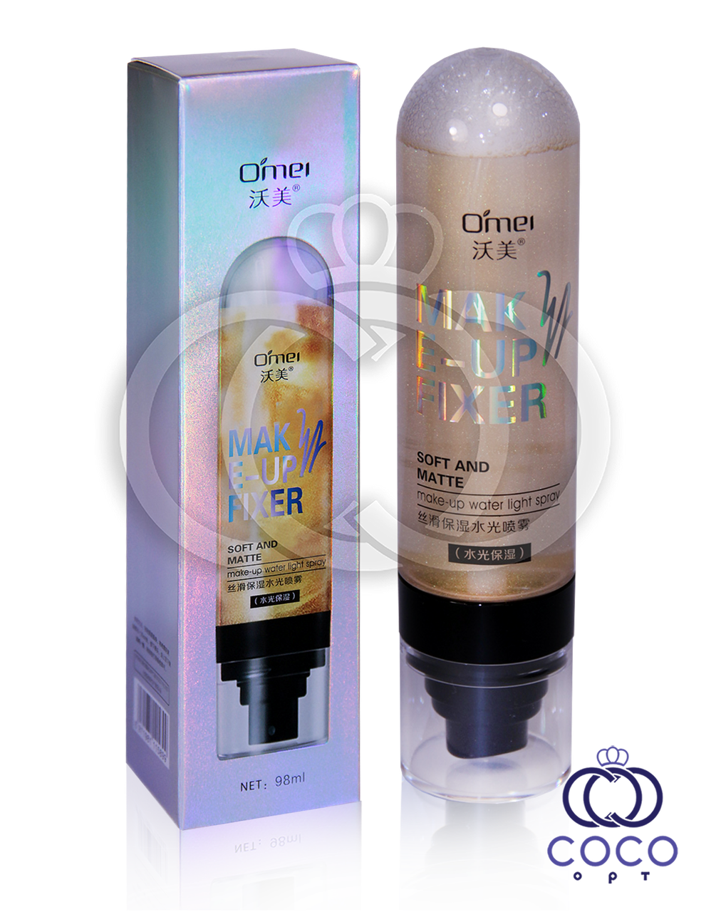 Фіксатор макіяжу Make-Up Fixer Soft And Matte із золотим шимером, фото 1