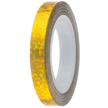 Стрічка-скотч для декору 6 мм, Т4 зигзаги голограммное золото, фото 1