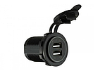 Автомобільний зарядний гніздо 2 USB DC 12-24V/5V 2,1 A синя підсвітка з різьбою, фото 3
