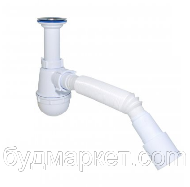 Сифон для кухонной мойки ″Waterstal″, 1*1/2 гибкая труба с выходом в канализацию 40/50 А - 4001