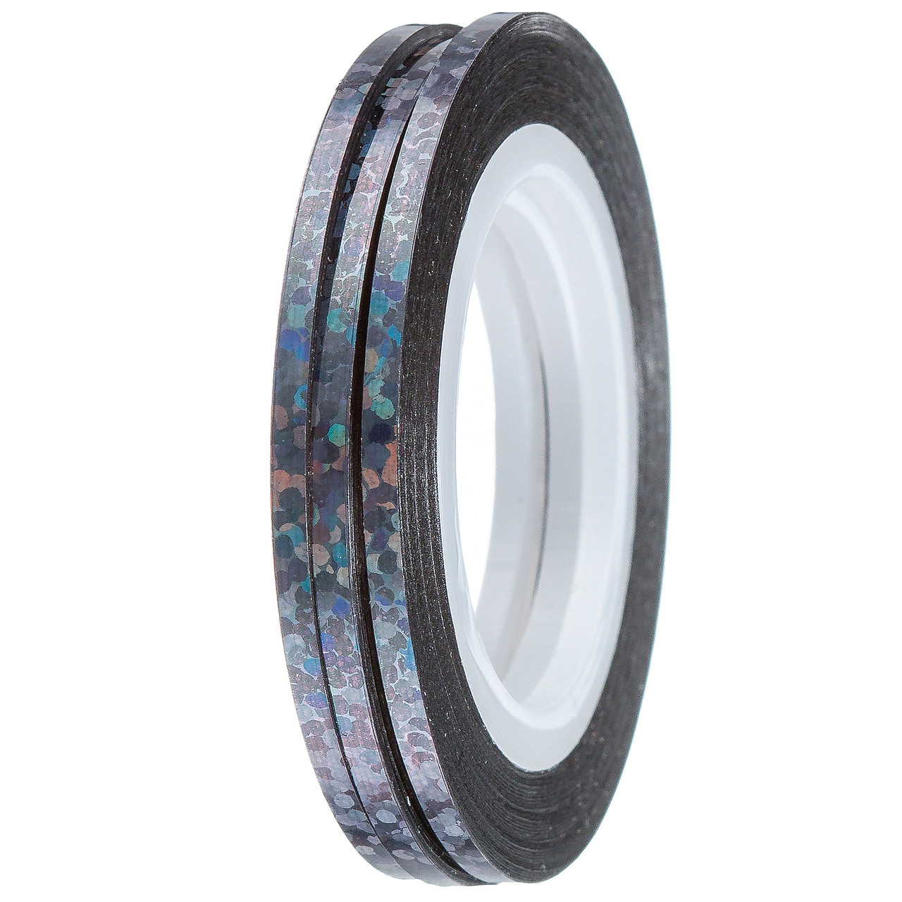 Стрічка-скотч для декору 2 мм, Т49 чорний голограма