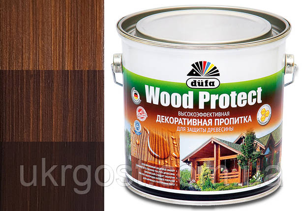 Просочення декоративне для дерева з воском Dufa Wood Protect Горіх шовковистий глянець 2,5 л, фото 1