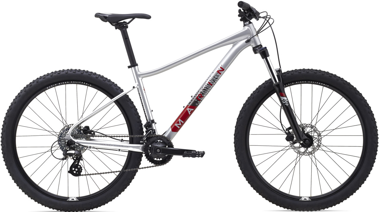 Велосипед 27,5 "Marin WILDCAT TRAIL 3 WFG 2021 Gloss Silver / Black / Metallic Red