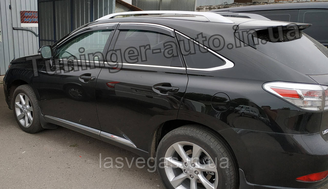 Дефлектори вікон із хром молдингом, Вітровики Lexus RX 2009-2014 (HIC)