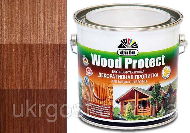 Просочення декоративне для дерева з воском Dufa Wood Protect Каштан шовковистий глянець 0,75 л, фото 2