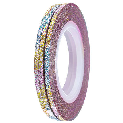 Стрічка-скотч для декору 2 мм, Т53 цукрова з кольоровими смугами, фото 1