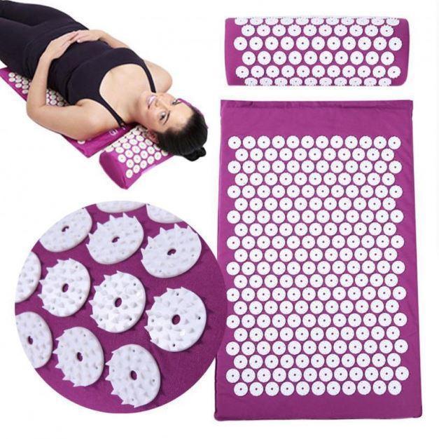 Ортопедичний килимок Acupressure mat з подушкою, масажний аплікатор Кузнєцова для масажу
