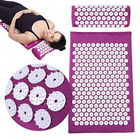 Ортопедический массажный коврик Acupressure mat с подушкой, массажный аппликатор Кузнецова для массажа