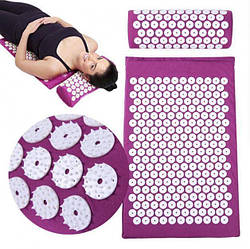 Ортопедичний килимок Acupressure mat з подушкою, масажний аплікатор Кузнєцова для масажу
