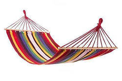 Підвісний бавовняний гамак з дерев'яною поперечиною 200*80, Тканинний гамак з каркасом