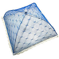 Сетка зонтик на стол для защиты пищи от мух и ос 40х40 см синий