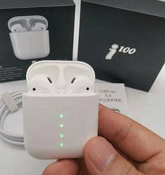 Бездротові блютуз стерео навушники TWS i100 сенсорне керування з розумним боксом, портативні з мікрофоном