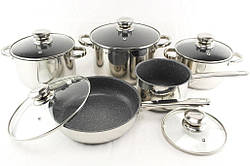 Набір каструль нержавійка 10 предметів Styleberg МАРМУРОВЕ покриття