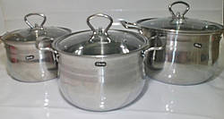 Набір каструль 3 шт з прозорими кришками