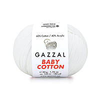 Пряжа Gazzal Baby Cotton - 3432 білосніжний