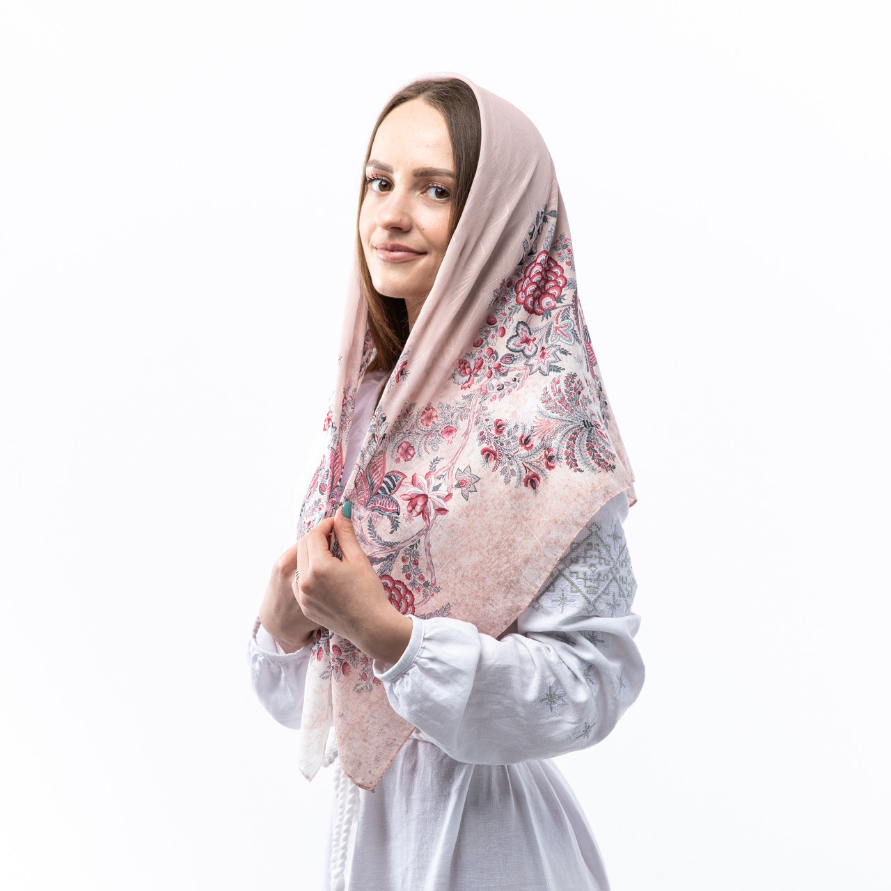 Тонка шифонова хустка 90х90 см Кавова