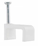 Скоба кріпильна 14мм пласка з цвяхом нейлон білий (1 шт.) [A0150030023] АСКО, фото 2