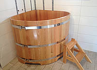 Купель для бани угловая из Лиственницы Сибирской одноместная деревянная 105х105
