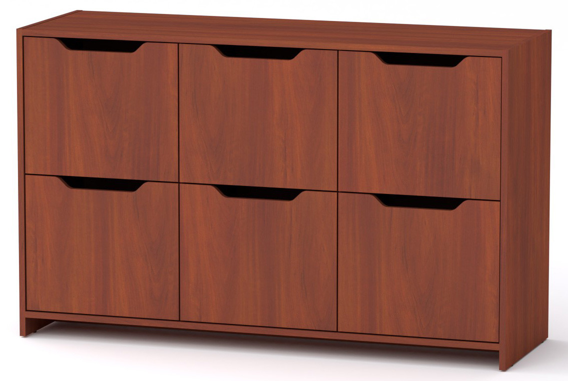 Сучасний комод 6Д із шістьма двостулковими дверцятами яблуня 130х42х80 см Компаніт, фото 1