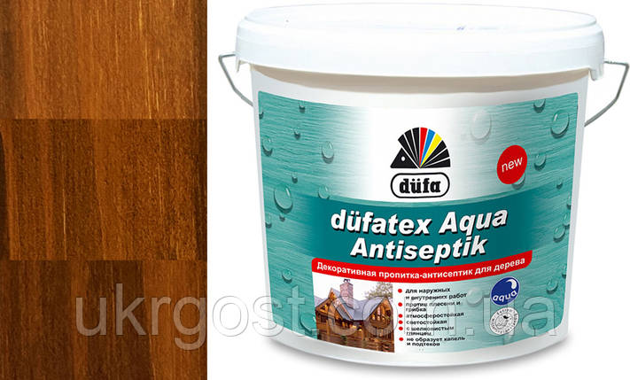 Просочення для дерева Dufa Dufatex Aqua Antiseptik Горіх шовковистий глянець 10 л, фото 1
