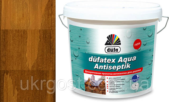 Просочення для дерева Dufa Dufatex Aqua Antiseptik Дуб шовковистий глянець 2,5 л, фото 1