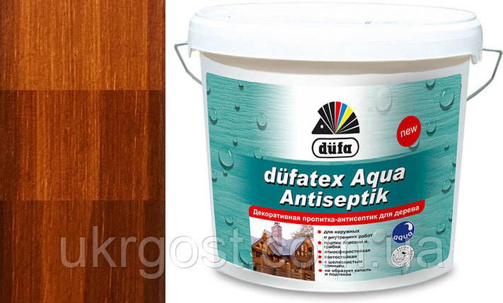 Просочення для дерева Dufa Dufatex Aqua Antiseptik Махагон шовковистий глянець 10 л, фото 1