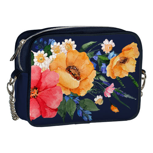 Сумка на ланцюжку Яркие разноцветные цветы 21x17x7 см, фото 1