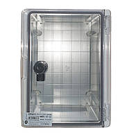 Пластиковый щит герметичный IP65 с монтажной панелью ударопрочный, 210х280х130, прозрачная дверца