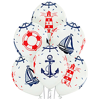 Латексна кулька Belbal 12"(30 см) Морська тема _ Море, корабель, якір