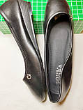 Балетки туфлі жіночі чорні на танкетці екошкіряні 40, фото 5