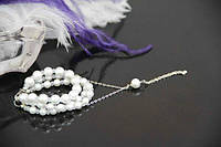Браслет багатошаровий з білими перлами та ланцюжком "Амала" Браслет-ланцюжок Ручна робота