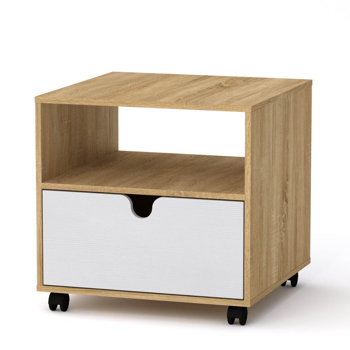 Стіл журнальний МГ-7 Компаніт Дуб сонома + німфея альба білий (60х60х58,2 см), фото 1