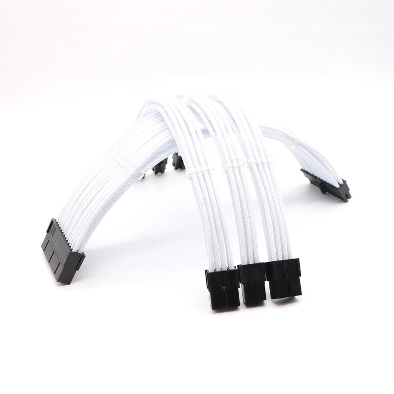 Удлиннители кабелей для БП в оплетке (білі), фото 1