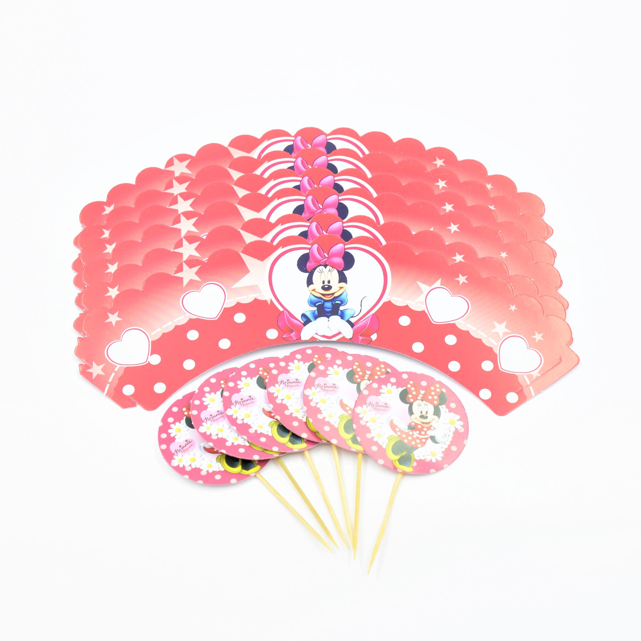 Топпери для капкейків "Міні Маус горох" 6шт/уп