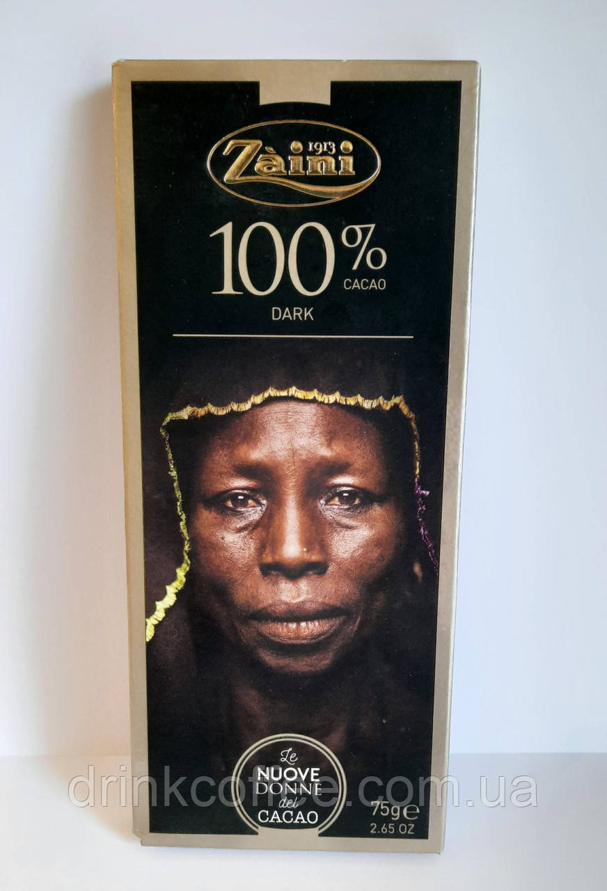 Шоколад гіркий-елітний Zaini, вміст какао-бобових 100% Італія 75g, фото 1