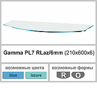 Полиця скло настінна навісна універсальна радіусна Commus PL7 RLaz (210х600х6мм)