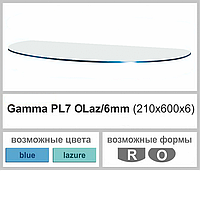 Полиця скляна настінна навісна універсальна овальна Commus PL7 RLaz (210х600х6мм)