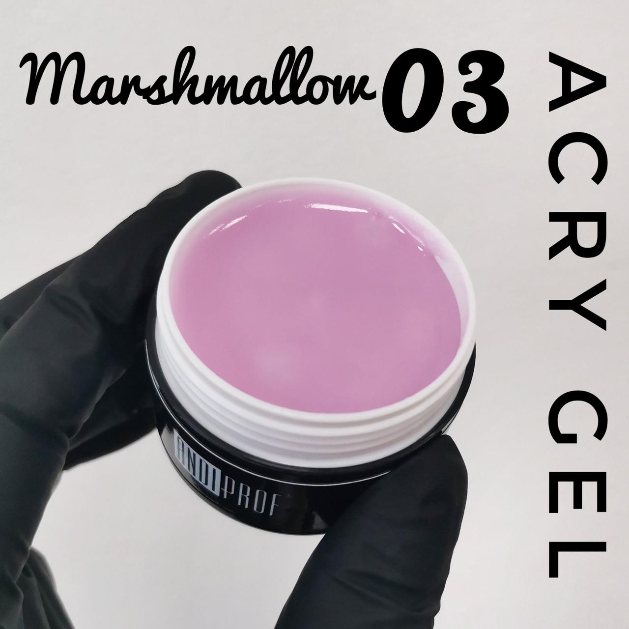 UV Акрил гель (полигель) AcryGel marshmallow для нарощування нігтів Andi PROF №03 бузковий  30ml