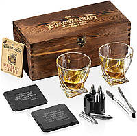 Набір для віскі в дерев'яній коробці з патронами Mixology & Craft Whiskey Stones Gift Set