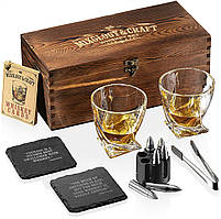 Набір для віскі в дерев'яній коробці з патронами Mixology & Craft Whiskey Stones Gift Set