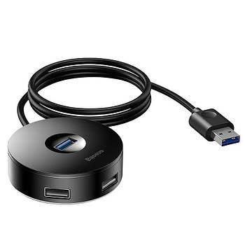 ЮСБ Хаб 4хUSB Baseus USB3.0 х1, USB2.0 х3 концентратор розгалужувач USB Hub 1м (чорний)