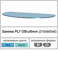 Полиця настінна зі скла навісна універсальна радіусна Commus PL7 OBlu (210х600х6мм)