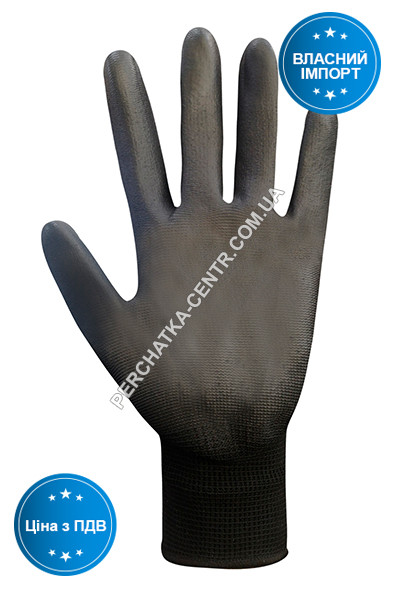 Перчатки синтетические черные с черным полиуретановым покрытием "б", р.10 - фото 2 - id-p1418773564