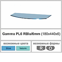 Полиця скляна настінна навісна універсальна радіусна Commus PL6 RBlu (180х440х6мм)