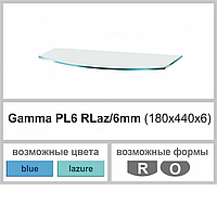 Полиця скляна настінна навісна універсальна радіусна Commus PL6 RLaz (180х440х6мм)