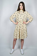 Плаття Оверсайз Perle Donna 1307 42 Бежевий у чорний горошок 36