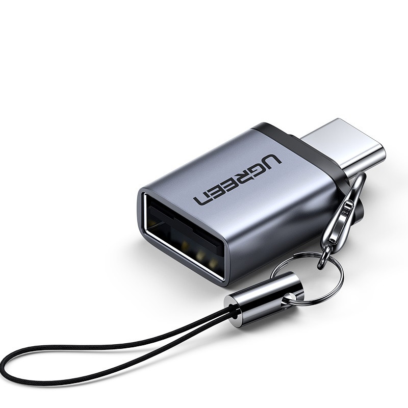 OTG адаптер Type-C на USB 3.0 UGREEN перехідник Тайп-С на ЮСБ 3.0 металевий (сірий) US270