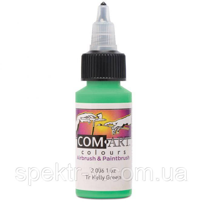 Фарба акрилова Com Art 20061 Transparent Kelly Green ірландська зелена напівпрозора, 28 мл, фото 1