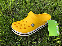Шлепки тапки мужские летние стильные качественные модные желтые Crocs Crocband 40